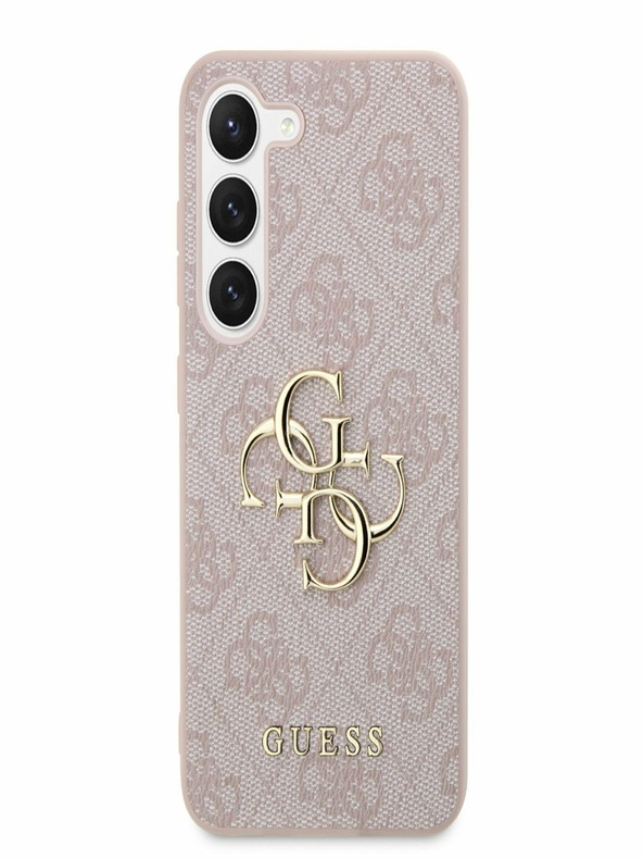 Guess PU 4G Metal Logo Zadní Kryt pro Samsung Galaxy S23 Pink Telefontok
