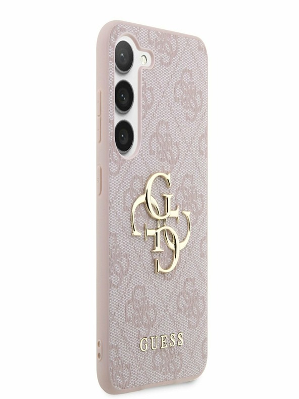 Guess PU 4G Metal Logo Zadní Kryt pro Samsung Galaxy S23 Pink Telefontok