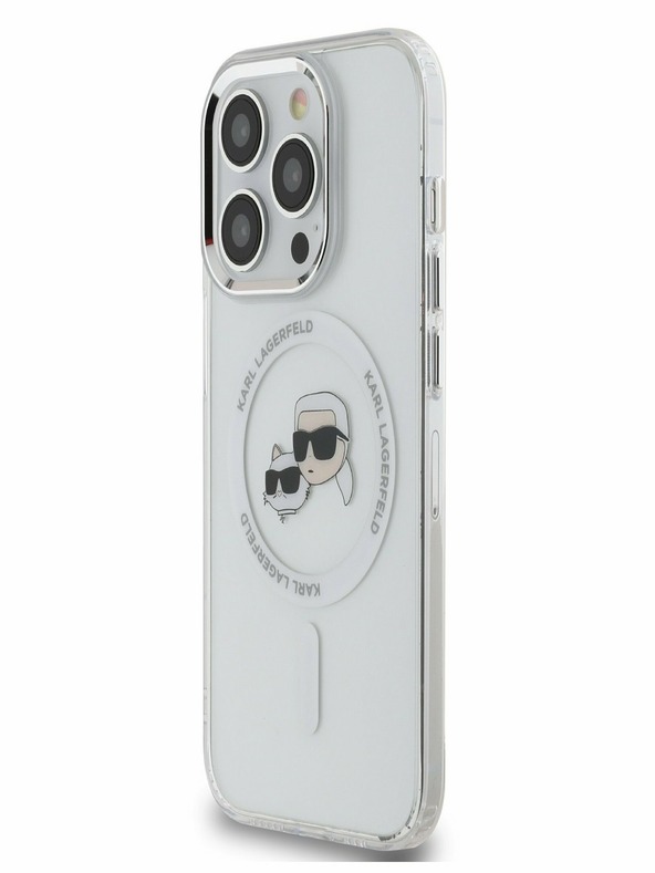 Karl Lagerfeld Karl Lagerfeld IML K&CH Heads fémkeretes MagSafe hátlap az iPhone 15 Pro készülékhez Átlátszó