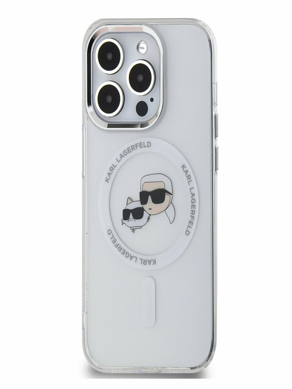 Karl Lagerfeld Karl Lagerfeld IML K&CH Heads fémkeretes MagSafe hátlap az iPhone 15 Pro készülékhez Átlátszó