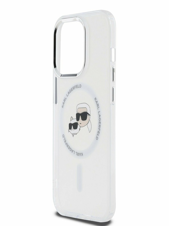 Karl Lagerfeld Karl Lagerfeld IML K&CH Heads fémkeretes MagSafe hátlap az iPhone 15 Pro készülékhez Átlátszó
