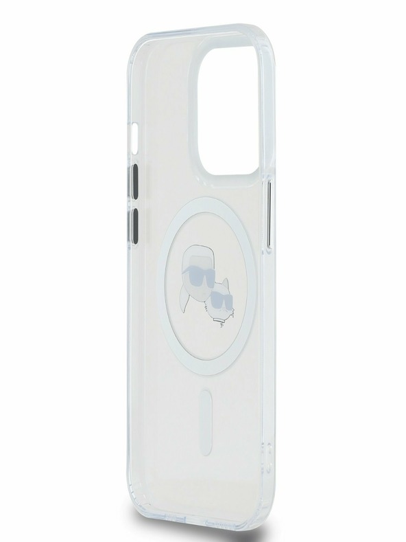 Karl Lagerfeld Karl Lagerfeld IML K&CH Heads fémkeretes MagSafe hátlap az iPhone 15 Pro készülékhez Átlátszó