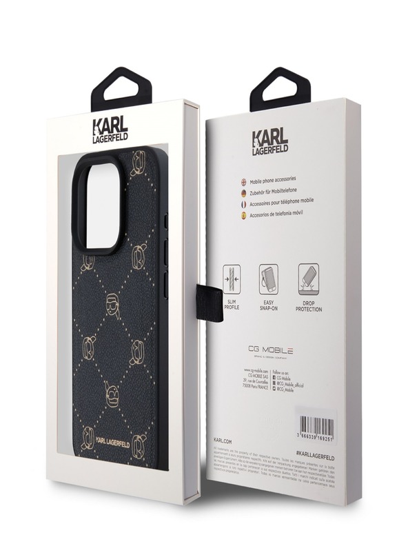Karl Lagerfeld PU Karl Heads Pattern Magsafe hátlapi borító iPhone 15 Pro Max fekete Karl Lagerfeld fekete Karl Lagerfeld