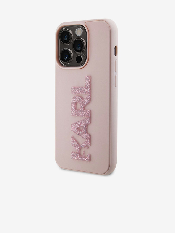 Karl Lagerfeld 3D gumiból készült csillogó logós Karl hátlap iPhone 15 Pro Max készülékhez Rózsaszín Karl Lagerfeld Karl Lagerfeld