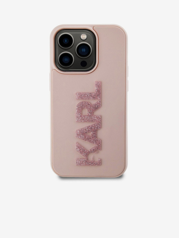 Karl Lagerfeld 3D gumiból készült csillogó logós Karl hátlap iPhone 15 Pro Max készülékhez Rózsaszín Karl Lagerfeld Karl Lagerfeld