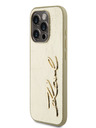 Karl Lagerfeld Gyűrött PU aláírás logós hátlap iPhone 15 Pro Max-hoz Gold Karl Lagerfeld Karl Lagerfeld