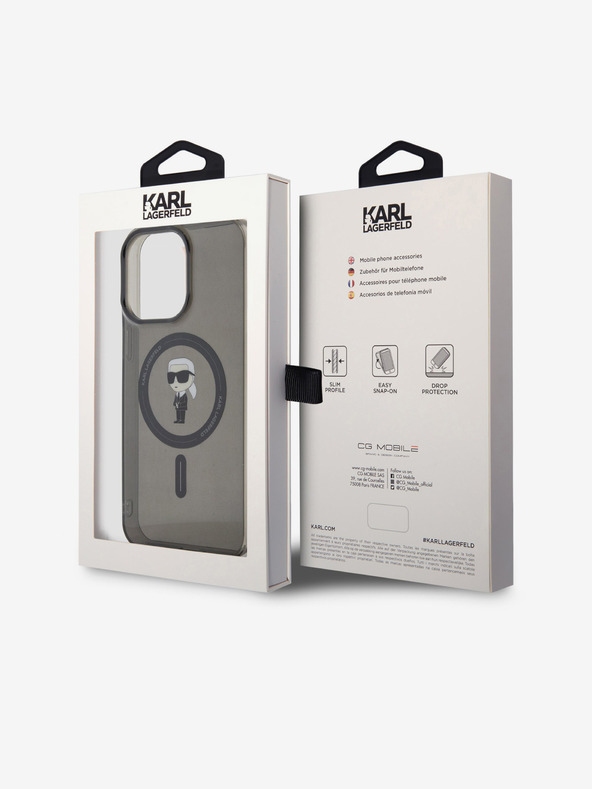 Karl Lagerfeld IML Ikonik MagSafe hátlap iPhone 15 Pro Max készülékhez Fekete Karl Lagerfeld