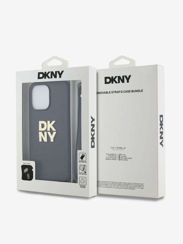 DKNY PU bőr Stack Logo csuklópánt hátlapi borító iPhone 15 Pro Max-hoz Fekete DKNY