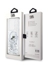 Karl Lagerfeld Karl Lagerfeld Liquid Glitter Karl és Choupette Feads MagSafe hátlapi borító az iPhone 15 Pro készülékhez Átlátszó
