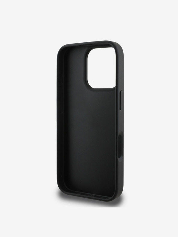 Guess Guess PU fix csillogó 4G fém logós hátlap iPhone 16 Pro Max fekete iPhone 16 Pro Maxhoz