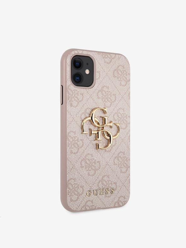 Guess Guess PU 4G fém logós hátlap iPhone 11 készülékhez Rózsaszín