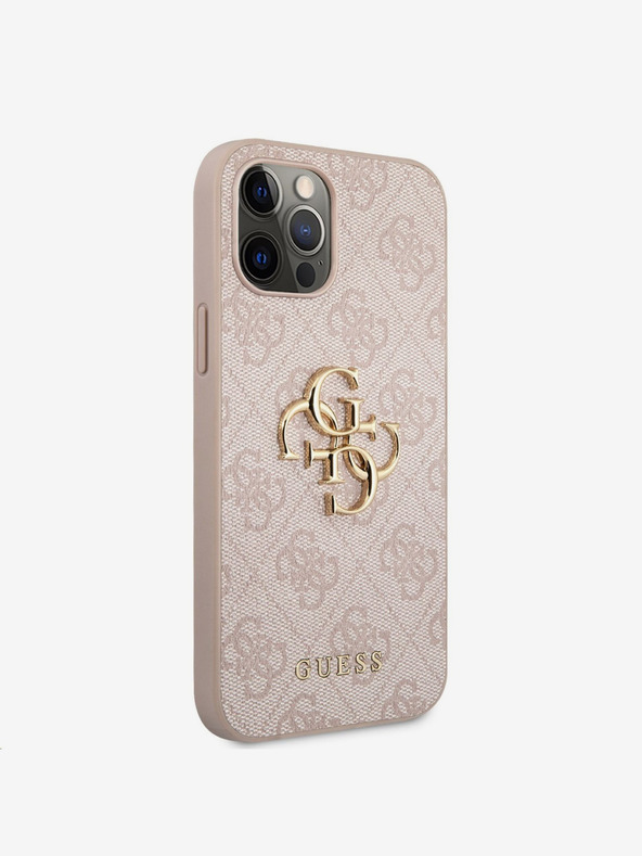Guess Guess PU 4G fém logós hátlapi borító iPhone 12 Pro Max készülékhez Rózsaszín