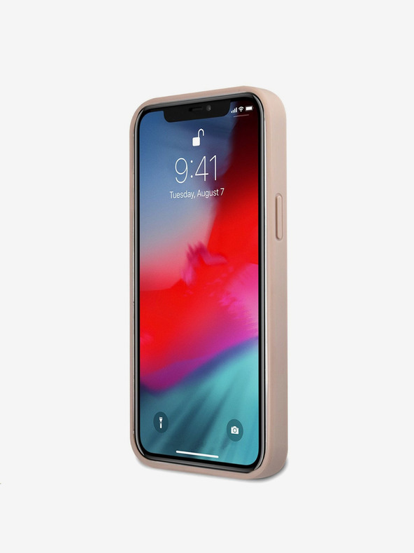 Guess Guess PU 4G fém logós hátlapi borító iPhone 12 Pro Max készülékhez Rózsaszín