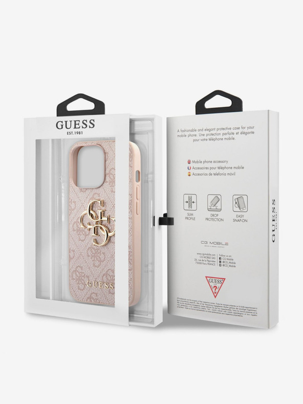 Guess Guess PU 4G fém logós hátlap az iPhone 13 Pro Max rózsaszínű iPhone 13 Pro Max készülékhez