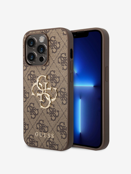 Guess Guess PU 4G fém logós hátlap az iPhone 15 Pro Brown készülékre