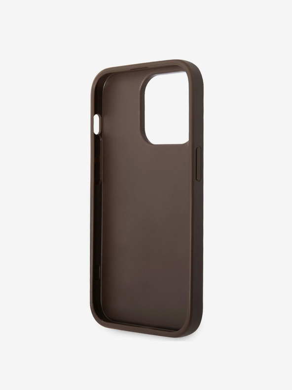 Guess PU 4G Metal Logo Zadní Kryt pro iPhone 15 Pro Max Brown Telefontok