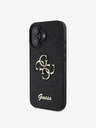 Guess Guess PU fix csillogó 4G fém logós fém hátlap iPhone 16-hoz Fekete