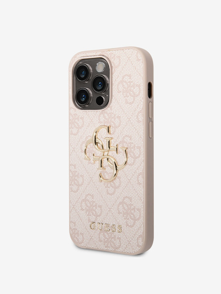 Guess Guess PU 4G fém logós hátlap iPhone 15 Pro készülékhez rózsaszínű