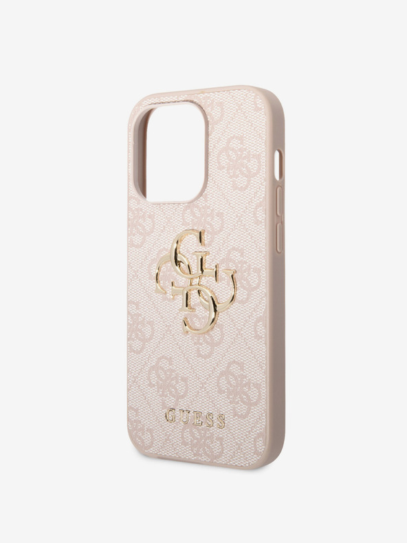 Guess Guess PU 4G fém logós hátlap iPhone 15 Pro készülékhez rózsaszínű