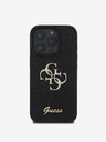 Guess Guess PU Fixed Glitter 4G fém logós hátlap iPhone 16 Pro fekete iPhone 16 készülékhez