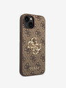Guess Guess PU 4G fém logós fém hátlap iPhone 14 készülékhez Barna