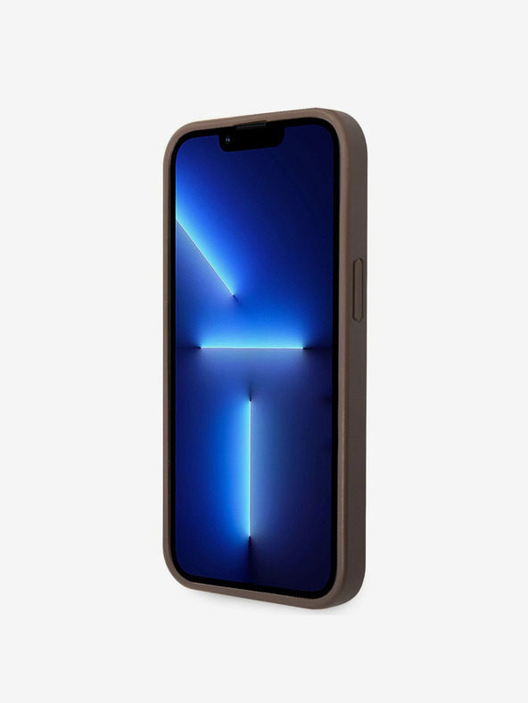 Guess Guess PU 4G fém logós fém hátlap iPhone 14 készülékhez Barna