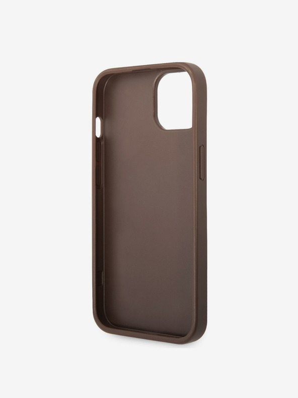 Guess Guess PU 4G fém logós fém hátlap iPhone 14 készülékhez Barna