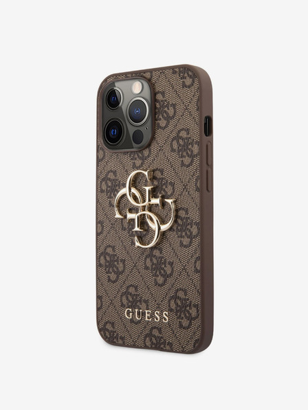Guess Guess PU 4G fém logós hátlapi borító iPhone 13 Pro barna színűhöz
