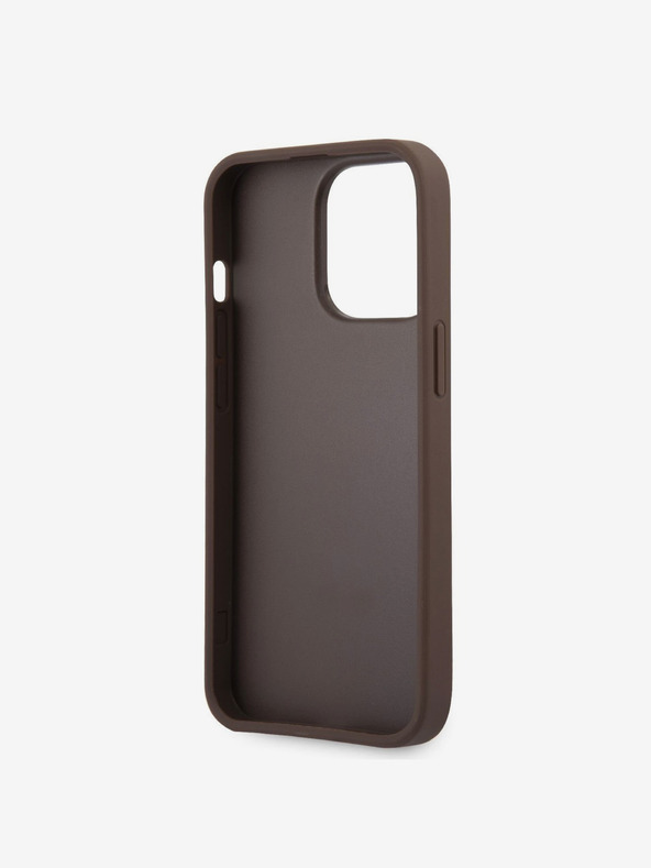 Guess Guess PU 4G fém logós hátlap iPhone 13 Pro Max készülékhez Barna