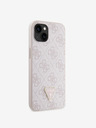 Guess Guess PU 4G Strass háromszög fém logós hátlap iPhone 15-hez Rózsaszínű