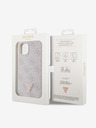 Guess Guess PU 4G Strass háromszög fém logós hátlap iPhone 15-hez Rózsaszínű