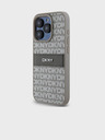 DKNY PU bőr ismétlődő mintás, tónusos csíkos hátlap iPhone 14 Pro Max bézs DKNY DKNY