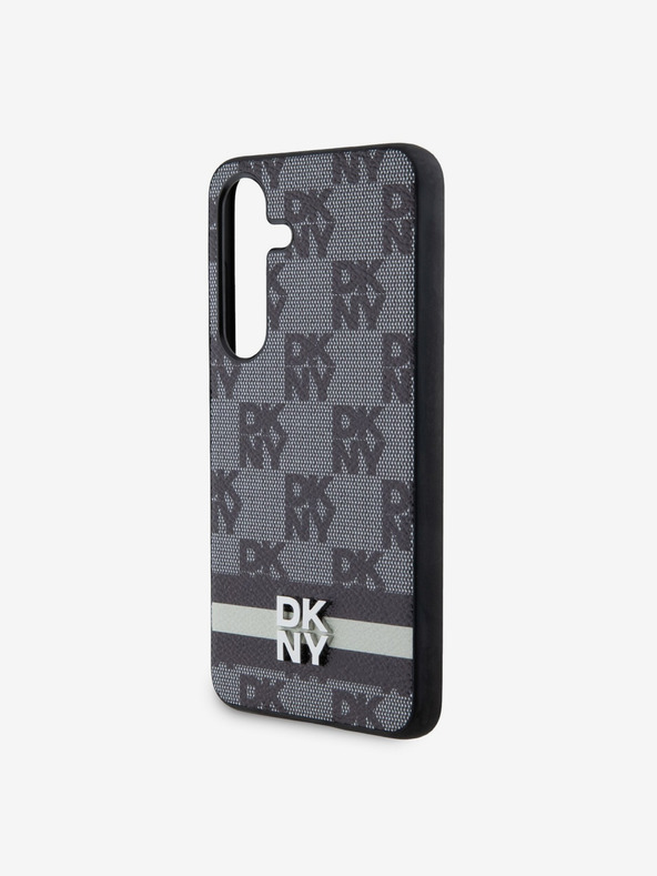 DKNY PU bőr kockás mintás és csíkos hátsó borító Samsung Galaxy S24 fekete DKNY Galaxy S24 fekete DKNY