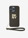 DKNY PU bőr Stack Logo csuklópánt hátlapi borító iPhone 15 Pro Max-hoz Barna DKNY