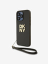 DKNY PU bőr Stack Logo csuklópánt hátlapi borító iPhone 15 Pro Max-hoz Barna DKNY