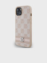 DKNY PU bőr kockás mintás és csíkos hátlapi borító iPhone 14 készülékhez Rózsaszín DKNY
