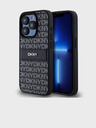 DKNY PU bőr ismétlődő mintás, tónusos csíkos hátlapi borító iPhone 15 Pro Max-hoz Fekete DKNY