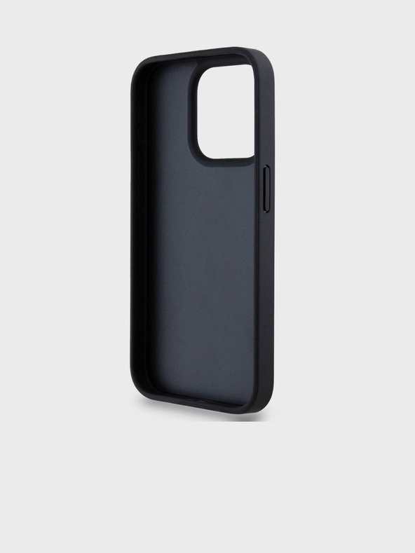 DKNY PU bőr ismétlődő mintás, tónusos csíkos hátlapi borító iPhone 15 Pro Max-hoz Fekete DKNY
