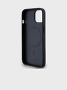 DKNY PU bőr ismétlődő mintás Stack Logo Magsafe hátlap iPhone 15 fekete DKNY