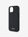 DKNY PU bőr ezüst fém logós Magsafe hátlap iPhone 13-hoz Fekete DKNY DKNY