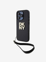 DKNY PU bőr Stack Logo csuklópánt hátlapi borító iPhone 14 Pro Max-hoz Fekete DKNY