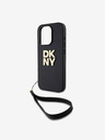 DKNY PU bőr Stack Logo csuklópánt hátlapi borító iPhone 14 Pro Max-hoz Fekete DKNY