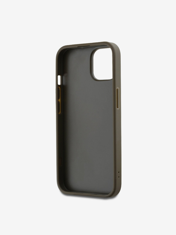DKNY PU bőr Stack Logo csuklópánt hátlapi borító iPhone 14 készülékhez Barna DKNY