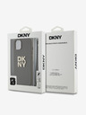 DKNY PU bőr Stack Logo csuklópánt hátlapi borító iPhone 14 készülékhez Barna DKNY