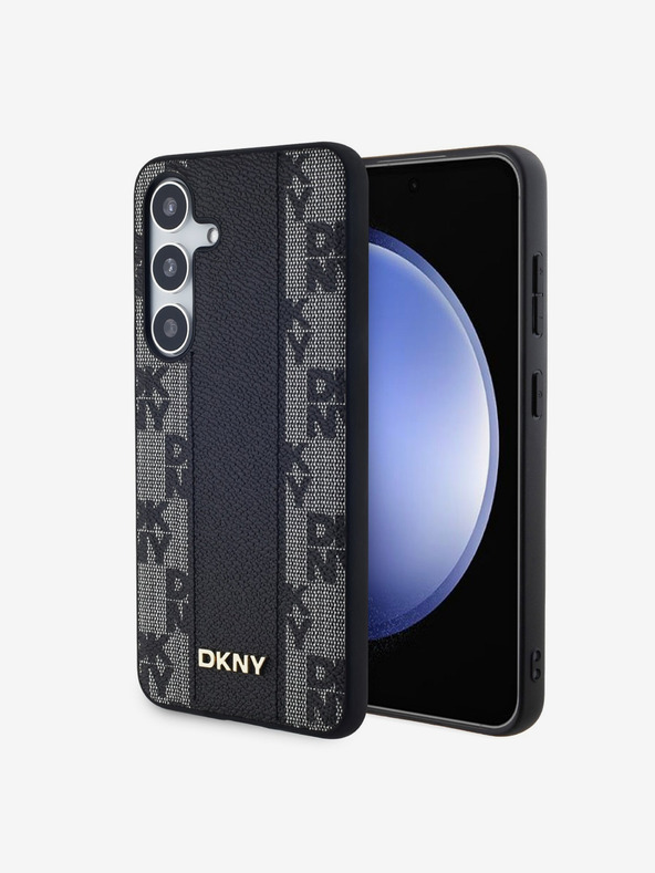 DKNY PU bőr kockás mintás Magsafe hátsó borító Samsung Galaxy S24 fekete DKNY