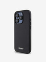 DKNY PU bőr ezüst fém logós Magsafe hátlap iPhone 15 Pro Max-hoz Fekete DKNY