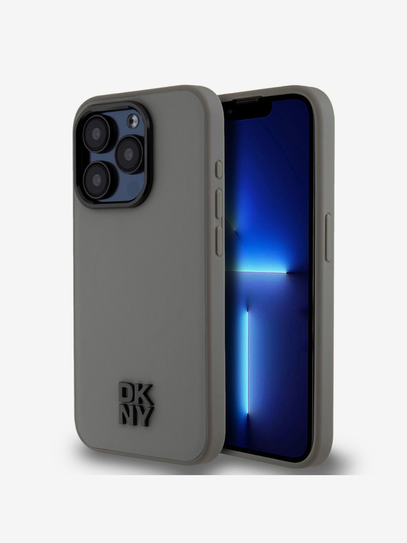 DKNY PU bőr Stack Logo Magsafe hátlap iPhone 15 Pro Max szürke DKNY szürke DKNY