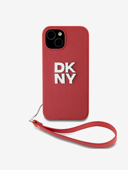 DKNY PU bőr Stack Logo csuklópánt hátlapi borító iPhone 14 készülékhez Piros DKNY DKNY