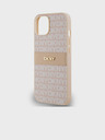 DKNY PU bőr ismétlődő mintás, tónusos csíkos hátlap iPhone 14 rózsaszín DKNY