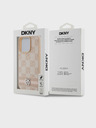 DKNY PU bőrből készült kockás mintás és csíkos hátlapi borító iPhone 15 Pro Max rózsaszín DKNY